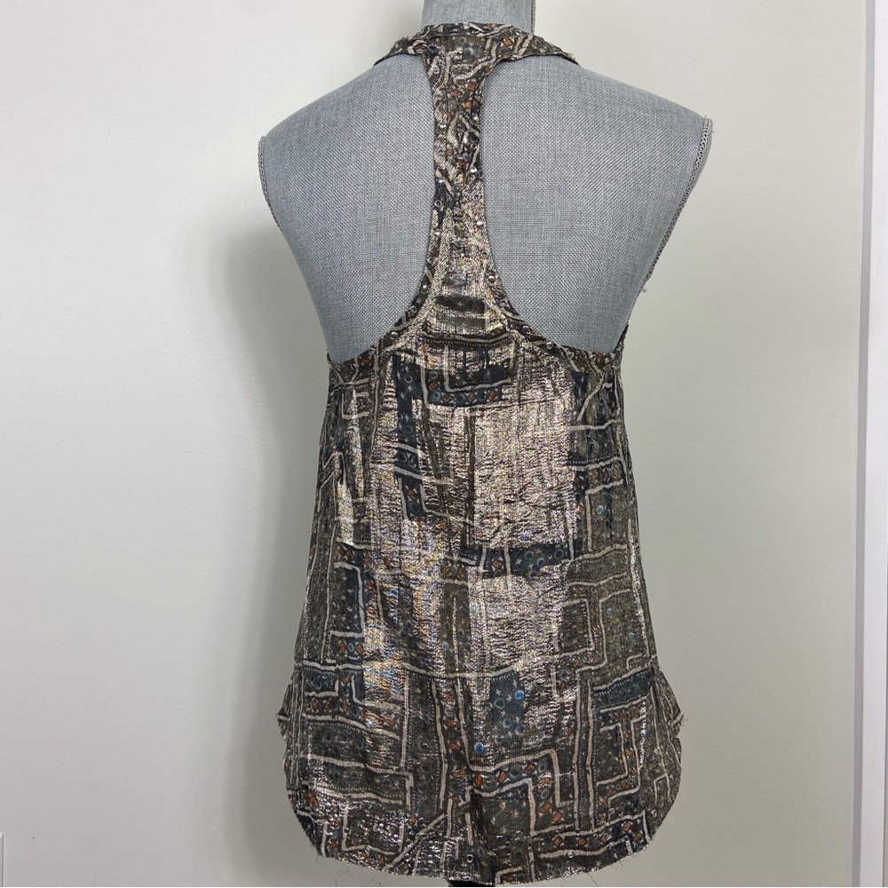 Isabel Marant Metallic Racer Back Tank Top. Rockstar Chic Vibes. Summer Top - Picture 5 of 12